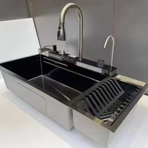 Ensemble d'évier de cuisine en acier inoxydable 201, évier intégré fait main pour la vaisselle - Product Image 1
