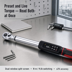 Llave Dinamométrica Digital de 3/8 Pulgadas con Alerta LED, Llave de Trinquete Electrónica con Rango de Torque Ajustable para Taller Automotriz TW1 - Product Image 3