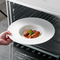 Assiette à pâtes en céramique blanche pure, design minimaliste moderne pour hôtel, passe au micro-ondes, motif uni, assiette à soupe, bol à nouilles profond
