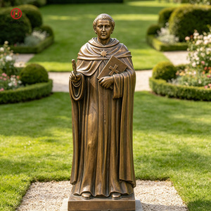 Estatua de San Bernardo de Clairvaux de Bronce de Gran Tamaño con Relicario y Figura de la Virgen, Escultura Religiosa para Decoración de Jardín de Iglesia - Product Image 4