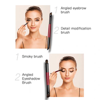 Pinceaux de maquillage rouges professionnels avec logo personnalisé Ensemble de pinceaux de maquillage pour fard à paupières à double extrémité en nylon végétalien