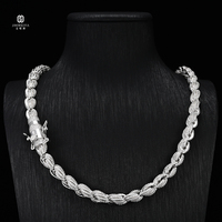 Prix d'usine de haute qualité rappeur personnalisé grand 8mm 925 argent Sterling pleine chaîne de corde torsadée Moissanite glacée pour hommes