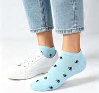 Chaussettes courtes pour femmes personnalisées OEM ODM en gros, en coton doux, avec imprimé mini-fleurs, chaussettes basses quotidiennes pour dames