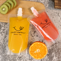 Pochette liquide transparente de qualité alimentaire avec bec verseur, emballage plastique autoportant pour boissons gélifiées, impression par gravure, résistant à l'humidité