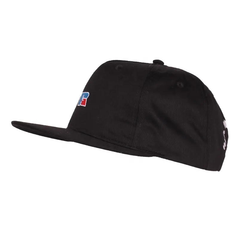 Custom outdoor sport cap Plain 100% cotton 6 Panel baseball Cap EMB logo Trucker hat flat peak visor baseball cap
