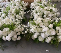 Fournitures de fête en gros, décoration de scène de mariage, toile de fond, arrangements floraux artificiels d'hortensias verts et blancs pour jardin