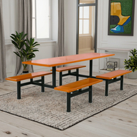 Ensemble table et chaises de salle à manger en acier moderne pour appartement, école, hôpital, utilisation durable, imperméable, design contemporain, capacité de 8 personnes
