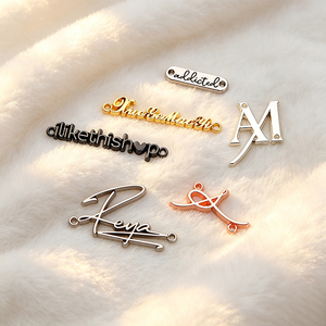 Custom Sewable Metal Logo Brand <b>Tags</b> Private Engraved <b>Name</b> Metal Labels Custom Design Metal Badges for Daily Clothing - Product Image 3