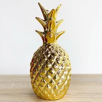 Figurine 3D Ananas Doré en Céramique, Ornement Décoratif pour Anniversaire et Maison, Vente en Gros Fabricant, pour Salon