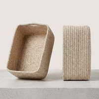 Panier de rangement rectangulaire en corde de coton tressée, petit organisateur de bureau pour tiroir de placard, articles divers et cosmétiques, vente en gros