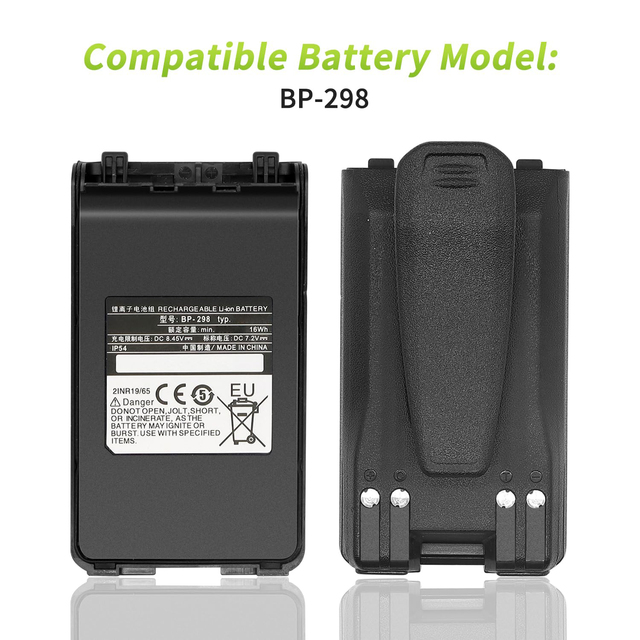 MOQ50 Custom Battery Capacity BP-298 BP298 Li-ion Battery Pack Replacement Original Walkie Talkie Accessories for IC V86 U86 G86