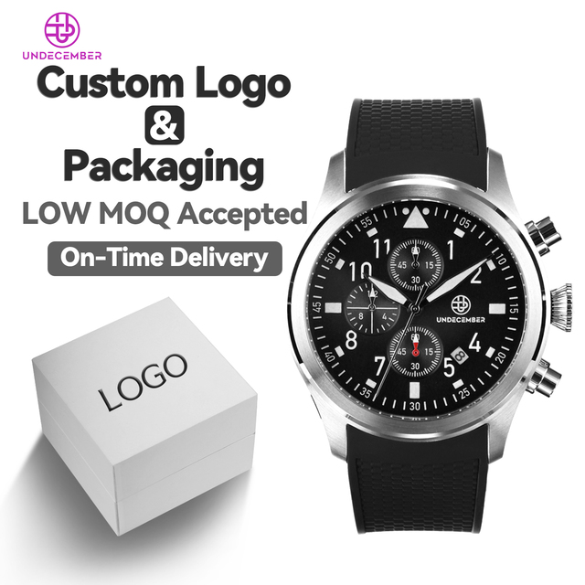 Undecember Custom Men Sports Chronograph Silicone Strap 10ATM Waterproof Quartz Wristwatch Direct Factory Bulk Order