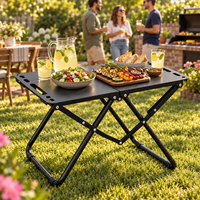 Table de camping pliante d'extérieur, portable, tactique, en acier au carbone, pour pique-nique, barbecue, jardin, plage, randonnée, voyage