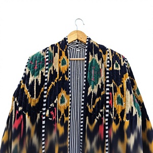 Geometric Printed Blazer <b>Women</b> <b>Shawl</b> Collar Full Sleeve Autumn Outerwear Contrast Color Woven Polyester Jacket gift for her - Product Image 2