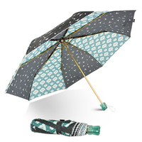 Parapluie pliant à 3 volets de qualité supérieure, bicolore, avec impression intégrale du logo et poignée transparente verte, vente en gros