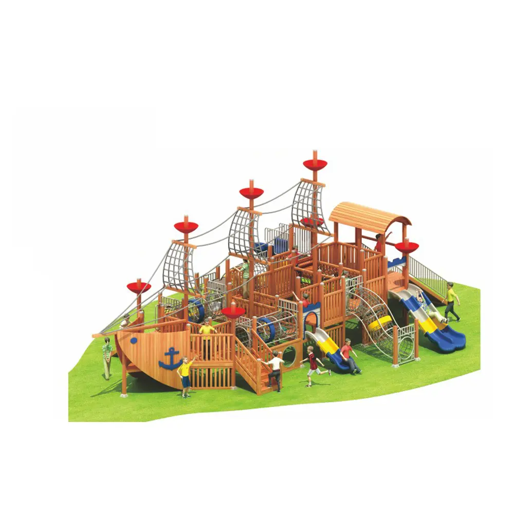 Wooden kids slide outdoor playground indoor playground