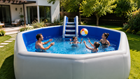 Piscine octogonale portable en PVC avec design gonflable pliable, escalier et couverture personnalisables, origine Anhui