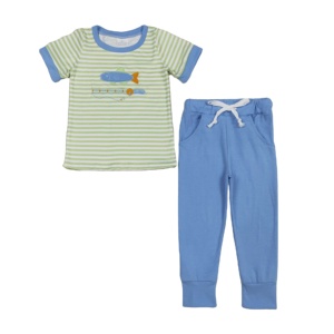 เสื้อผ้าเด็กผู้ชายลายปักตะขอเบ็ดตกปลาแบบใหม่จาก RTS Boutique ชุดเสื้อและกางเกงขายาวสำหรับเด็กผู้ชาย ขายส่ง ชุดเสื้อผ้าเด็กผู้ชาย - Product Image 1