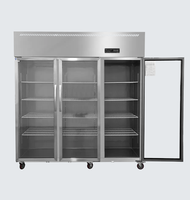 Réfrigérateur vertical en acier inoxydable à trois portes, refroidissement par ventilateur, contrôle numérique, pour cuisine de restaurant