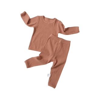 Vêtements pour bébés et tout-petits personnalisés, en coton côtelé uni, vêtements de détente unisexes pour enfants, ensembles de vêtements pour bébés - Product Image 2