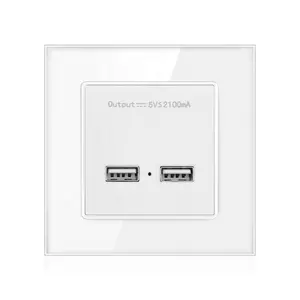 Glass frame 2 port usb wall socket charger in wall