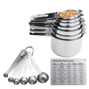 Juego de Tazas y Cucharas Medidoras de Acero Inoxidable, Tazas y Cucharas, Utensilios de Cocina para Cocinar y Hornear - Product Image 1