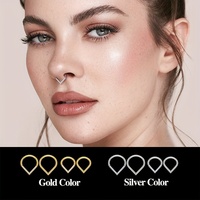 Or G23 titane CZ amour coeur faux nez anneau nez anneaux pour femmes coeur Zircon vis nez Piercing bijoux