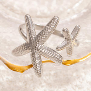 Starfish Shape Titanium Steel <b>Ring</b> Unisex Fashion Jewelry Gift Wearable Accessory - Product Image 1