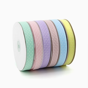 1.5cm milk silk <b>ribbon</b> with round dots, <b>ribbon</b> hair accessory material flower arrangement bow chiffon <b>ribbon</b> polka dot <b>ribbon</b> - Product Image 1