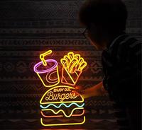 Enseigne lumineuse personnalisée en néon acrylique pour intérieur, certifiée CE, pour Noël, restaurant, boutique de hamburgers, menu lumineux, 10W