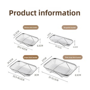 Panier d'évier de cuisine rétractable en acier inoxydable 29-40CM, moderne, minimaliste, multifonctionnel pour le lavage des légumes et des vaisselles - Product Image 5