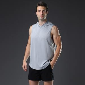 LOGO personalizzato moda allenamento Bodybuilding muscolo <span class=keywords><strong>uomo</strong></span> senza maniche palestra felpa con cappuccio tagliata T Shirt <span class=keywords><strong>canotta</strong></span> con cappuccio da <span class=keywords><strong>uomo</strong></span> - Product Image 3