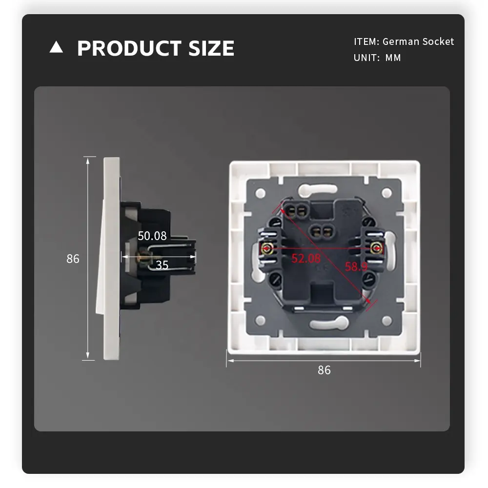 Mezeen F Serie Europese Standaard Elektrische Duitse Socket Met Standaard Aarding 230V 16pc Paneel Schuko Stopcontact