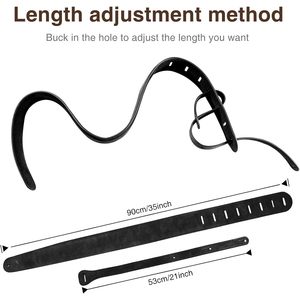 Lekato Leather <b>Guitar</b> Strap 2.5 Inch Wide Padded Bass Strap Adjustable Length Durable Matte Finish Uncoated - Product Image 4