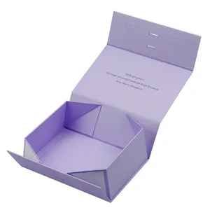 Caixas de papel magnéticas personalizadas com tampa para pequenas empresas, embalagem de presente luxuosa grande para bebês, papelão dobrável quente e roxo personalizado