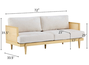 Canapé 3 places à accoudoirs carrés, capitonné en bouclette, avec rembourrage en éponge et structure en bois – Ensemble moderne pour salon/chambres/appartement/bureau - Product Image 2