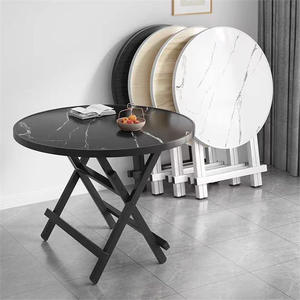 โต๊ะรับประทานอาหารทรงกลมแบบพับได้พร้อมเก้าอี้สำหรับพื้นที่ขนาดเล็กใช้ในบ้านแบบพกพาพับเก็บได้ท็อปไม้โครงสีขาวดีไซน์กะทัดรัด - Product Image 4