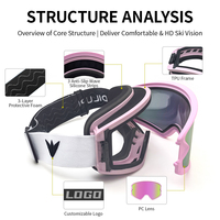Lunettes de ski Fanctory pour adultes, hommes, femmes, jeunes, adolescents, OTG, hiver, boucle latérale à dégagement rapide, lentilles interchangeables