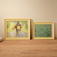 Peintures de paysages simples, fleurs, art mural vintage, cadre en bois, décoration de mariage, toile, décoration intérieure