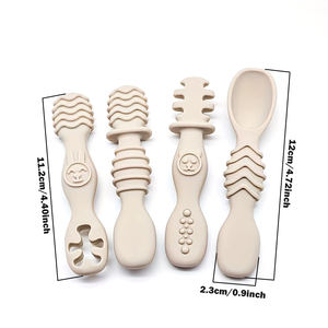 Cuchara <span class=keywords><strong>de</strong></span> silicona <span class=keywords><strong>para</strong></span> bebés, 4 Uds., cuchara <span class=keywords><strong>de</strong></span> silicona <span class=keywords><strong>para</strong></span> entrenamiento con textura <span class=keywords><strong>de</strong></span> alimentación <span class=keywords><strong>para</strong></span> bebés - Product Image 2