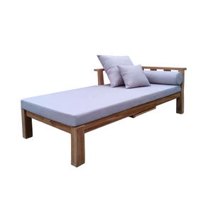 Modern Outdoor Solid Teak Wood Day Bed Swimming <b>Pool</b> Sun Loungers Cushion Water Resistant Fabric Folding Design <b>for</b> <b>Garden</b> - Product Image 1