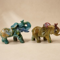 Vente en gros d'éléphants en cristal naturel, lapis-lazuli, jaspe océanique, œil de tigre jaune, sculptures sculptées à la main, figurines pour la décoration de la maison