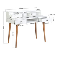Bureau d'écriture intemporel, espace pour les genoux de 105 cm de large, étagère de rangement de 55 cm de profondeur, hauteur pour les genoux de 60 cm, élégance pratique, bureau à domicile