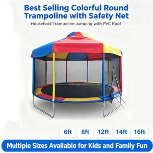 <span class=keywords><strong>Trampoline</strong></span> rond coloré <span class=keywords><strong>le</strong></span> plus vendu avec filet <span class=keywords><strong>de</strong></span> sécurité 6ft 8ft 10ft 12ft 14ft 16ft <span class=keywords><strong>Trampoline</strong></span> domestique pour sauter avec toit en PVC - Product Image 5