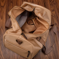 Sac de voyage en toile beige, grande capacité, imperméable, pour la gym, les voyages, les week-ends, avec compartiment pour chaussures, bandoulière, pour hommes et femmes