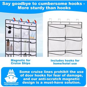 Over The Door Organizer 24 Pocket Mesh Storage Rack With <b>Hooks</b> For <b>Shoes</b> And Bathroom Essentials White Rectangle - Product Image 3