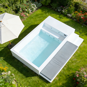 Piscine compacte avec transats pour maison et jardin modernes, piscine extérieure, spa de nage - Product Image 4