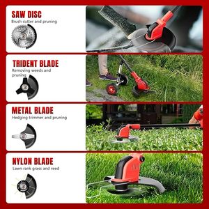 Désherbeur sans fil avec roue, <span class=keywords><strong>coupe</strong></span>-herbe sans balais à batterie de 12 pouces, débroussailleuse multifonctionnelle, tondeuse à gazon, taille-bordures - Product Image 6