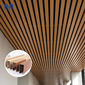 Rejilla Acústica de Bambú <span class=keywords><strong>para</strong></span> Baño, Sistema de Madera Suspendido <span class=keywords><strong>para</strong></span> Balcón, Deflector de Aluminio, <span class=keywords><strong>Placas</strong></span> de Techo Deflectoras - Product Image 6