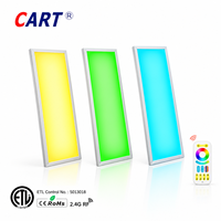 Plafonnier LED intelligent RGBCCT 2,4 GHz homologué ETL, 2x2 et 2x4 pieds, à éclairage périphérique, dimmable RGBW, ultra-mince, pour bureau, compatible Tuya